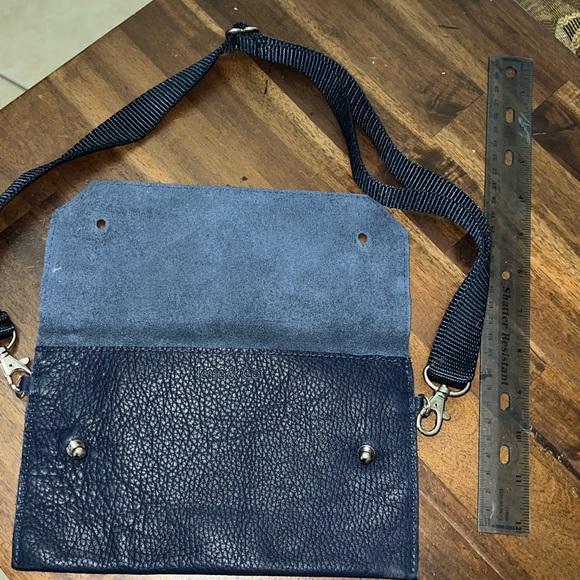 Leather Convertible Belt Bag Navy Blue - Picture 7 of 7